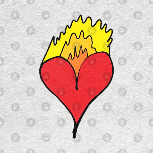 Burning red heart ! A cute, pretty, beautiful red heart drawing which is burning. by Blue Heart Design